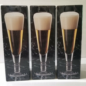 Beer Glass Abbott Collection Pilsner  12 oz Tarnow Poland Mouth Blown Set Of 3
